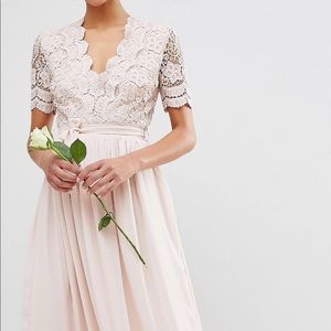 Asos Club L Short Sleeve Crochet Lace Maxi Dress